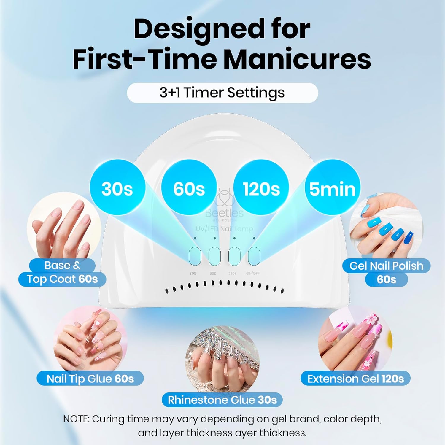 Thumbnail 1 de beetles Gel Polish Beetles UV Nail Lamp with 3 Timer Settings (30/60/120s) — White