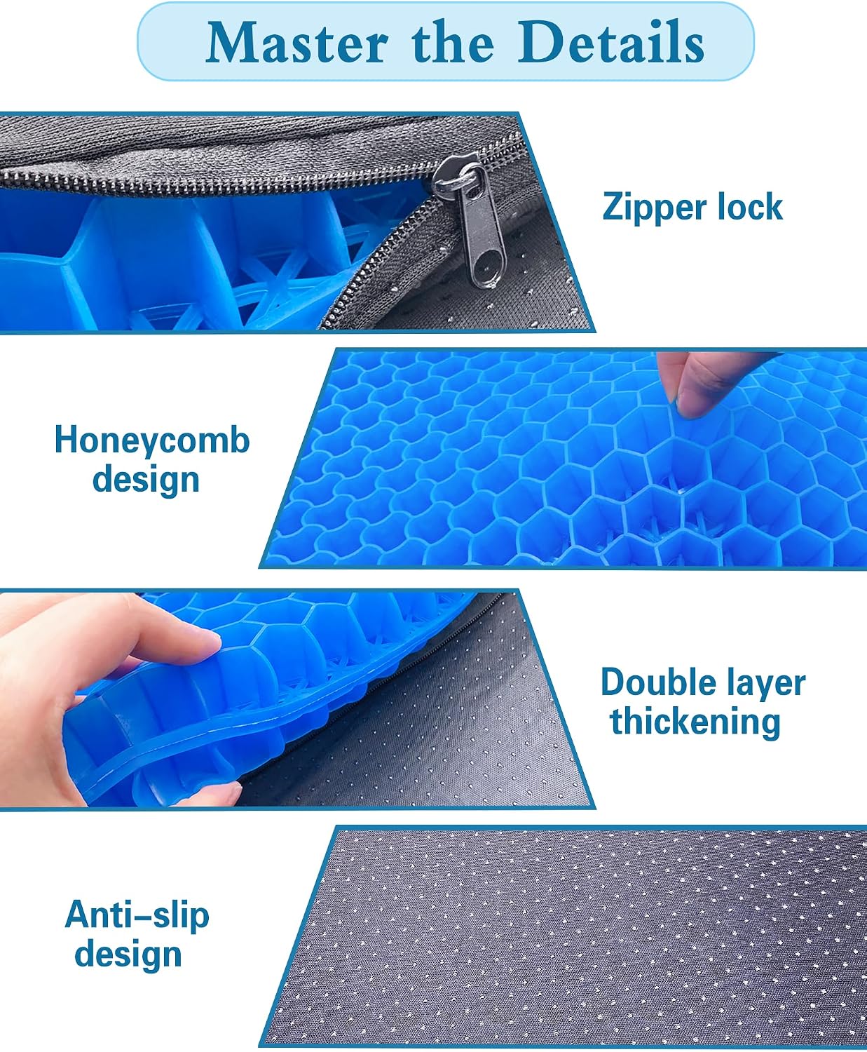 Thumbnail 3 de Rewoalzx 2025 Extra Thick Cooling Gel Seat Cushion (50x50x5cm) for Back Pain Relief