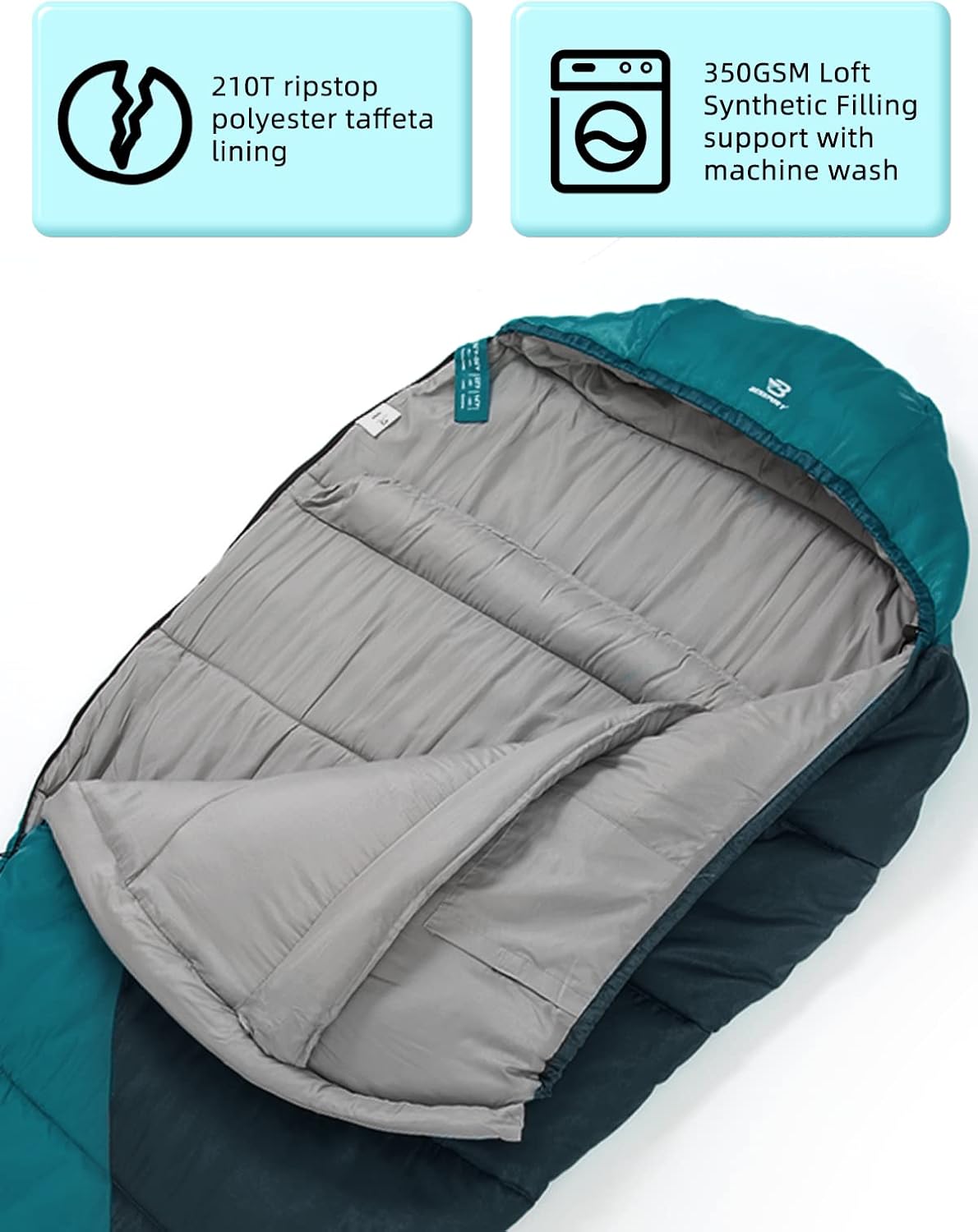 Thumbnail 4 de Bessport Mumienschlafsack –10 bis –15 °C, 4-Jahreszeiten, wasserabweisend & reißfest (bis ca. 1,62 kg)