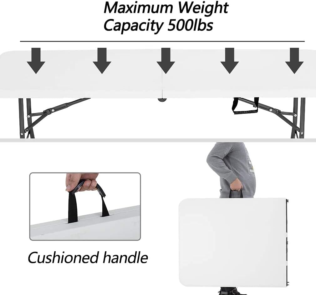 Detalle 2 de FDW Folding Half Portable Table 6 ft White