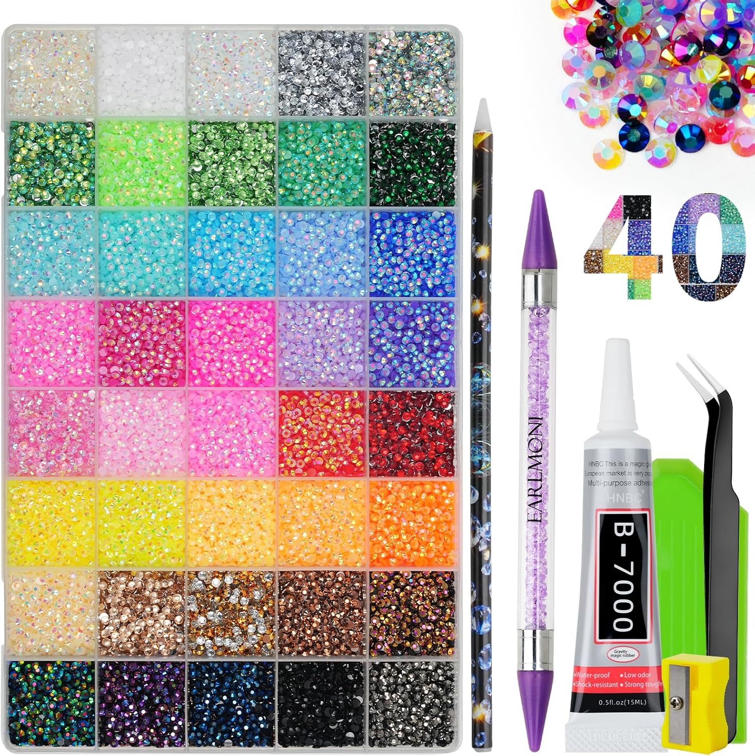 Thumbnail 6 de 30000Pcs Resin Bedazzling Kit by EARLMONI – 3mm Flat Back Rhinestones with Glue, Picker Tools and Tray