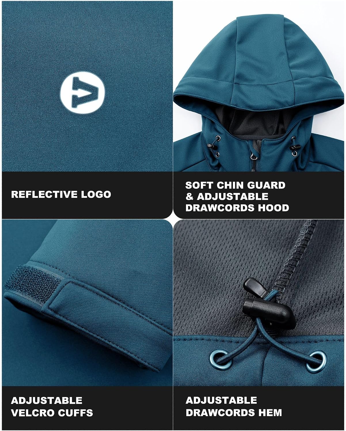 Detalle de Outdoor Ventures Damen wasserdichte Softshelljacke mit Kapuze – winddicht und für Übergangszeit