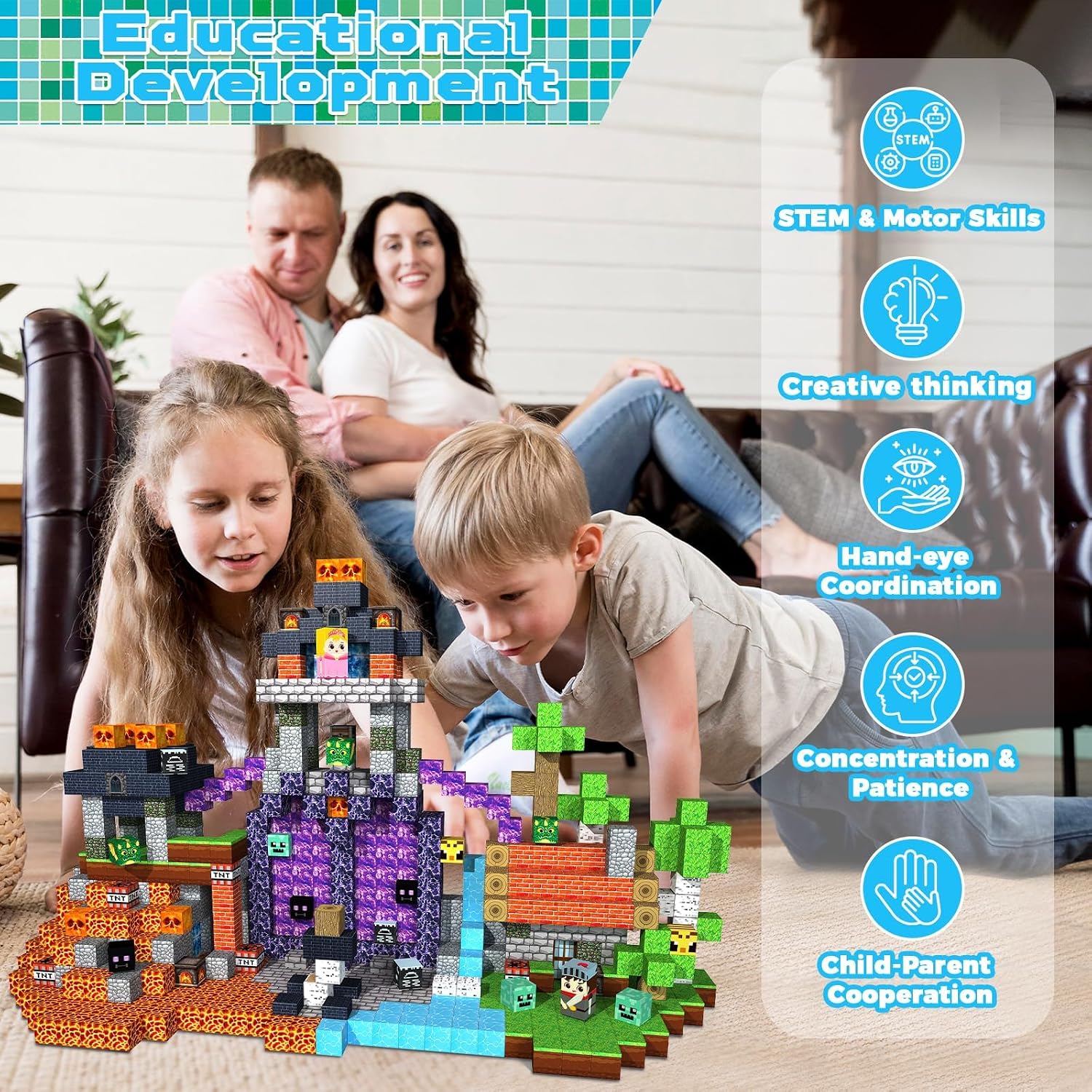 Detalle de GraceDuck Magnetic Building Blocks, 150-Piece Set