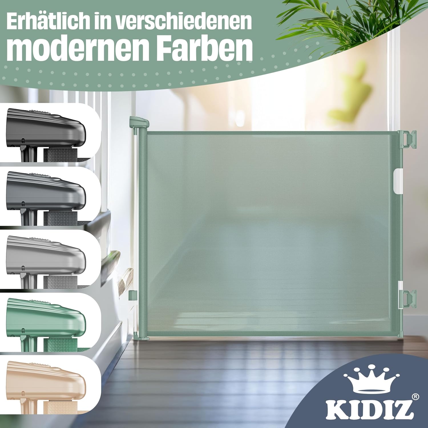 Thumbnail 6 de KIDIZ ausziehbares Treppenschutzgitter / Türschutzgitter (0–140 cm) mit Verschlusssystem & Verriegelungsanzeige
