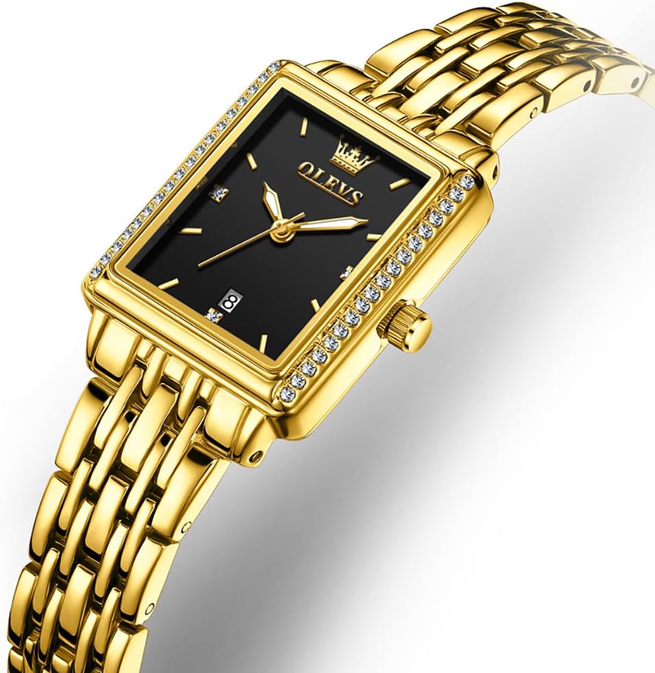 Detalle de OLEVS O-CA-L9995GD-JH Women’s Square Quartz Watch, Stainless Steel, Date