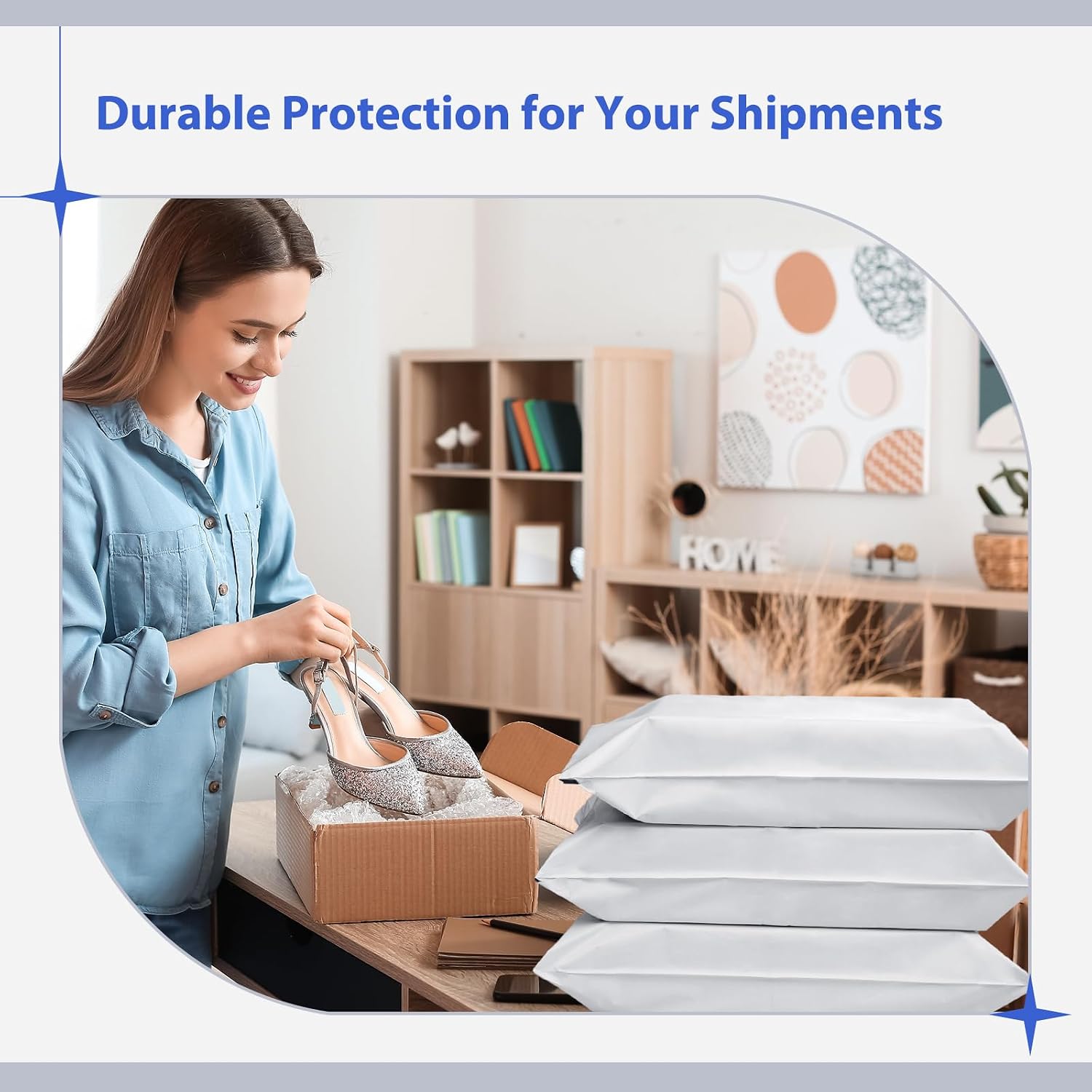 Detalle 2 de Fuxury 17.7 x 22-Inch Poly Mailers, 25-Pack, White Self-Seal Shipping Bags