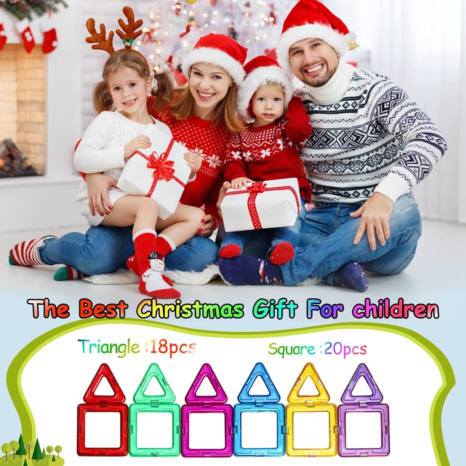 Detalle de AUOLTE magnetic tiles 38 piece STEM toy