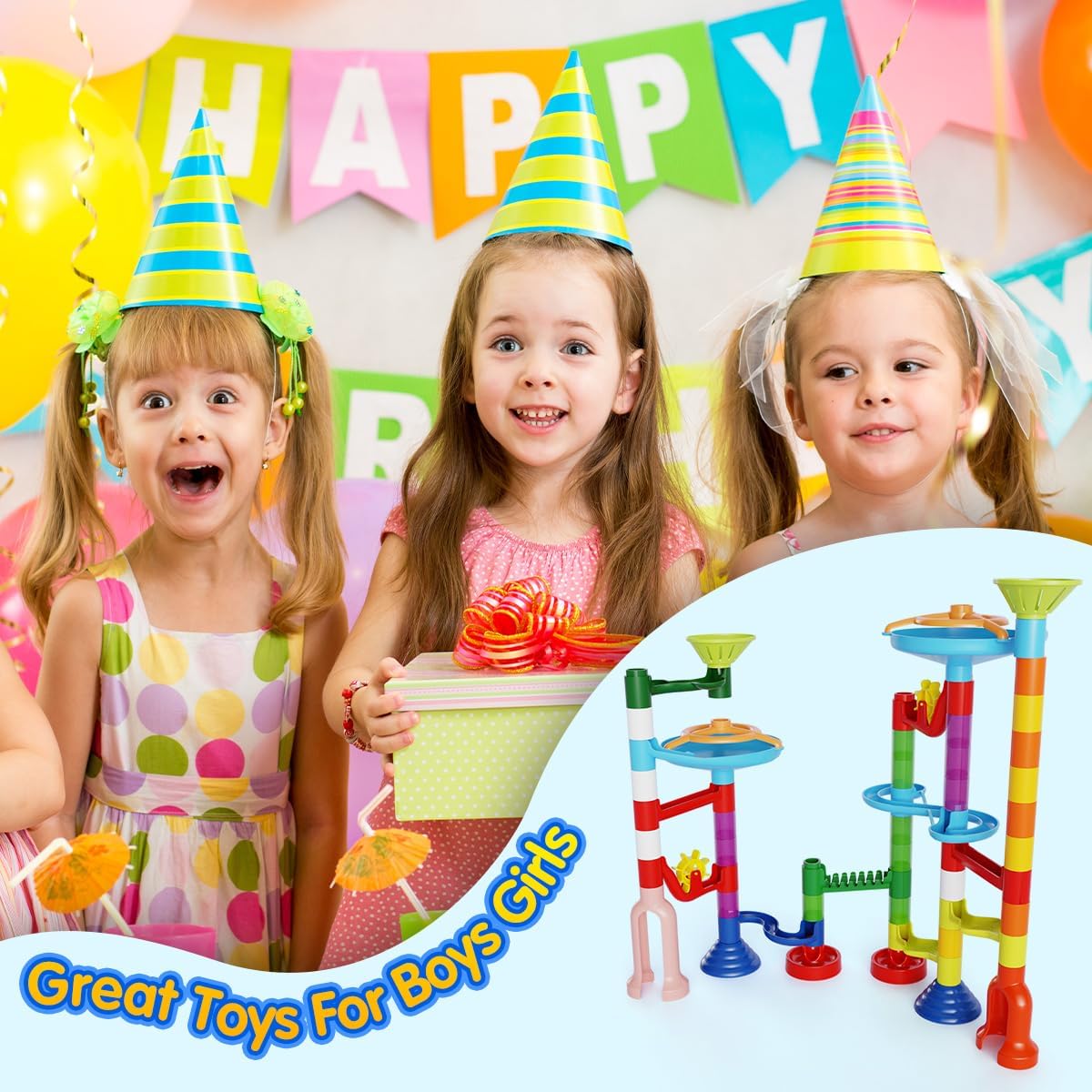 Detalle de MaxTronic 110-Piece Marble Run Toy STEM Marble Maze Kit (60 Marbles)