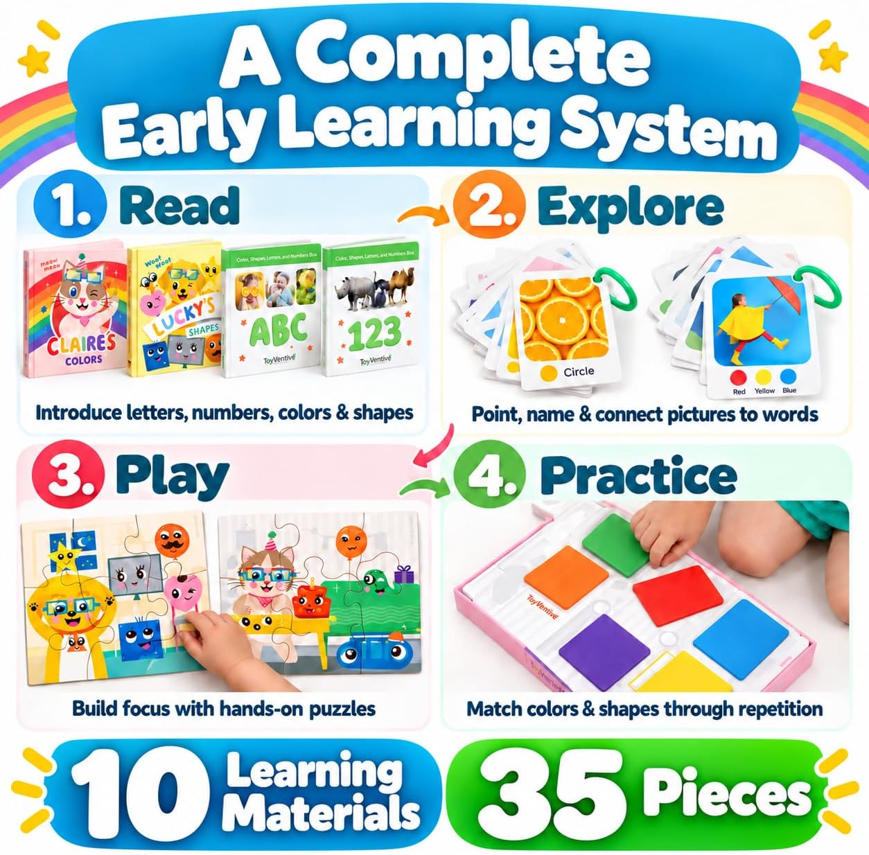 Thumbnail 1 de TOYVENTIVE Smart Toddler Box: books, flash cards, and puzzles for ages 1+ to 3+