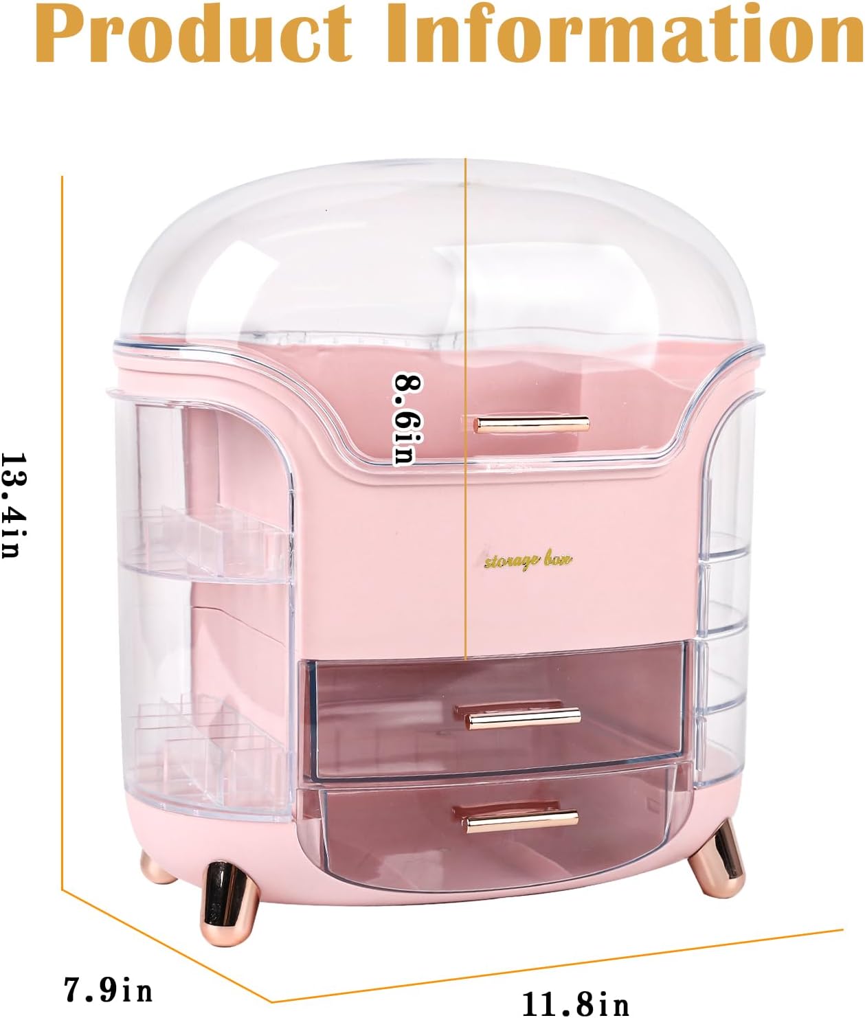 Thumbnail 4 de LZDMY Makeup Storage Organiser with Clear Lid (Pink) – Dustproof waterproof drawers for bathroom & dressing table