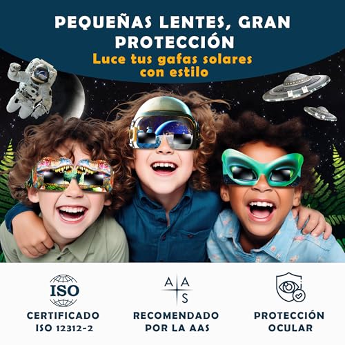 Detalle de Galaxium Pack 12 Gafas de Eclipse Solar para Niños 2026 – Diseños Alien, Astronauta y Dinosaurio