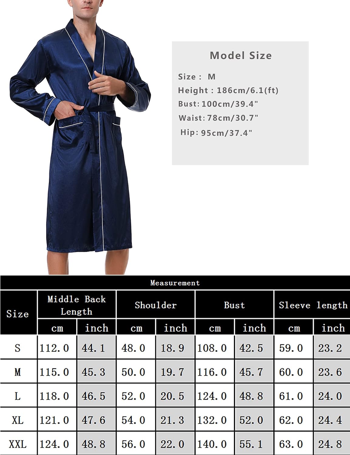 Thumbnail 5 de Bresdk Peignoir Satin Homme Confort et Élégance