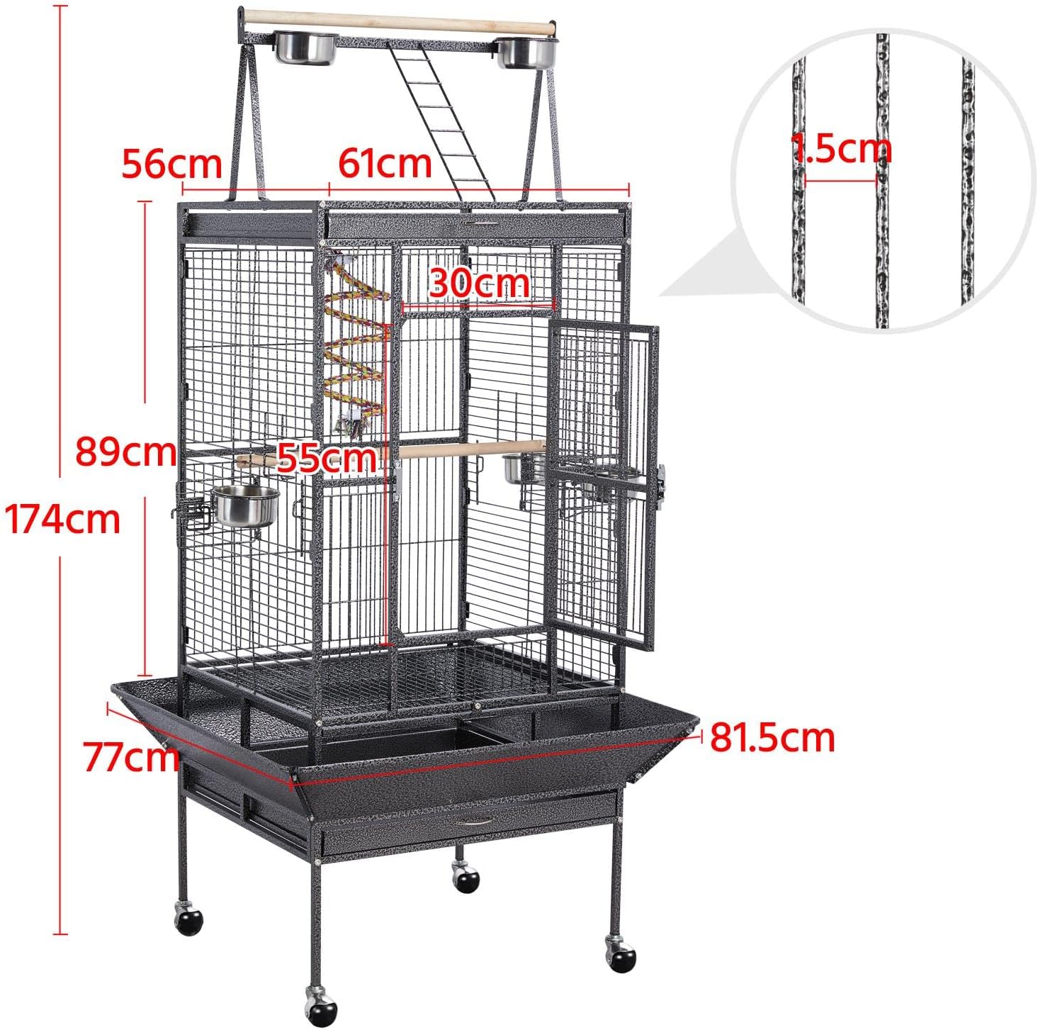 Detalle 1 de Yaheetech 174cm Bird Cage large parrot cage