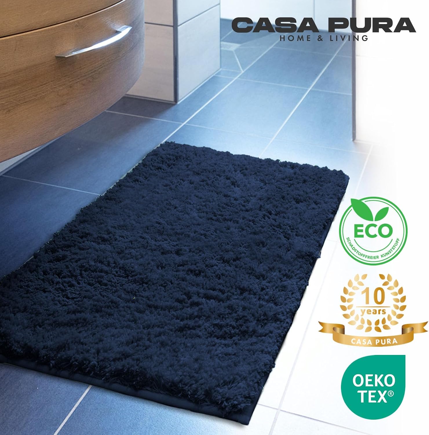 Thumbnail 6 de casa pura Badematte Sky Soft Blau – Badvorleger 50x80 cm, rutschfest, waschbar, Mikrofaser