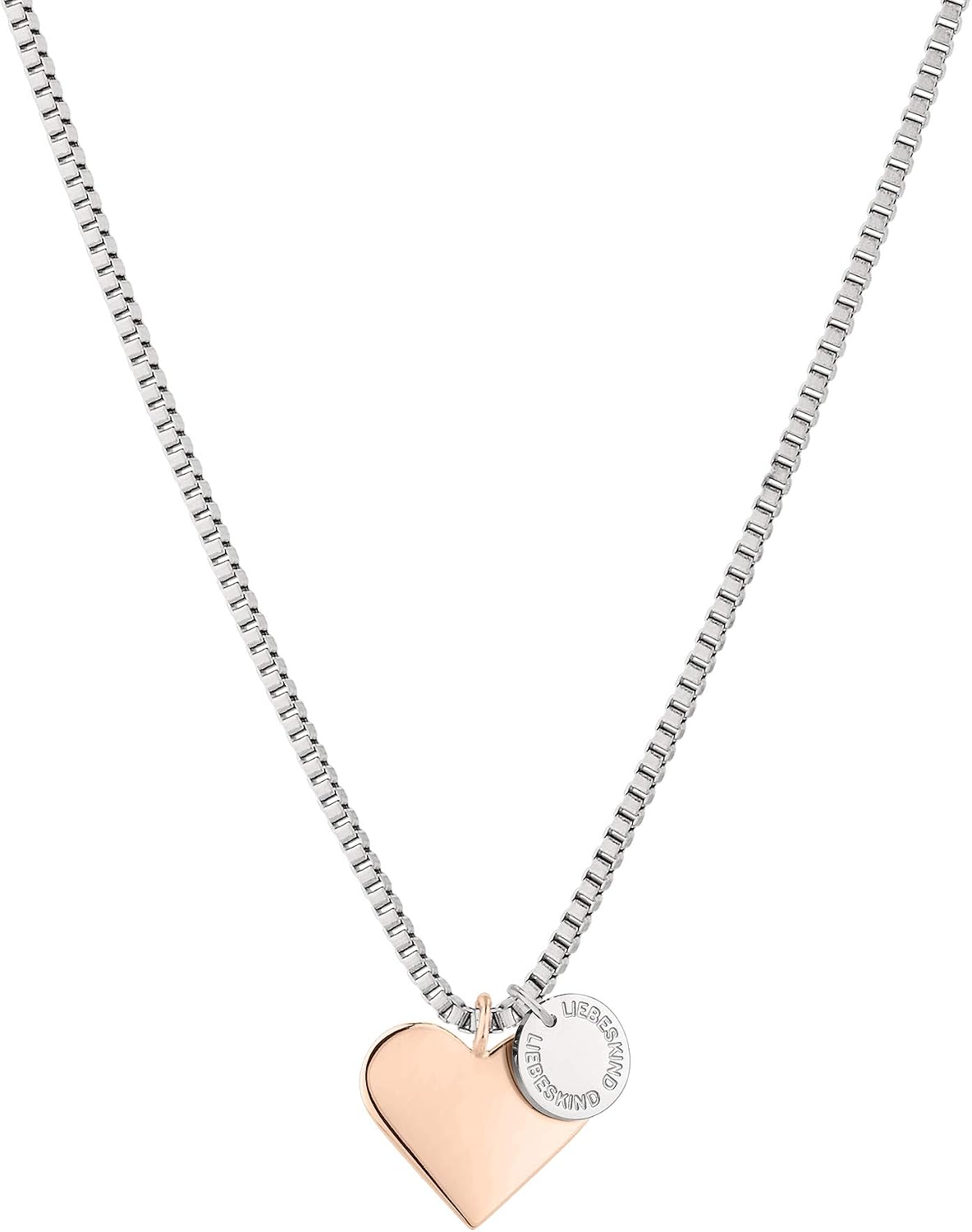Detalle de LIEBESKIND BERLIN Herz-Schmuck: Edelstahlkette, Armband und Ohrringe mit Herzanhänger