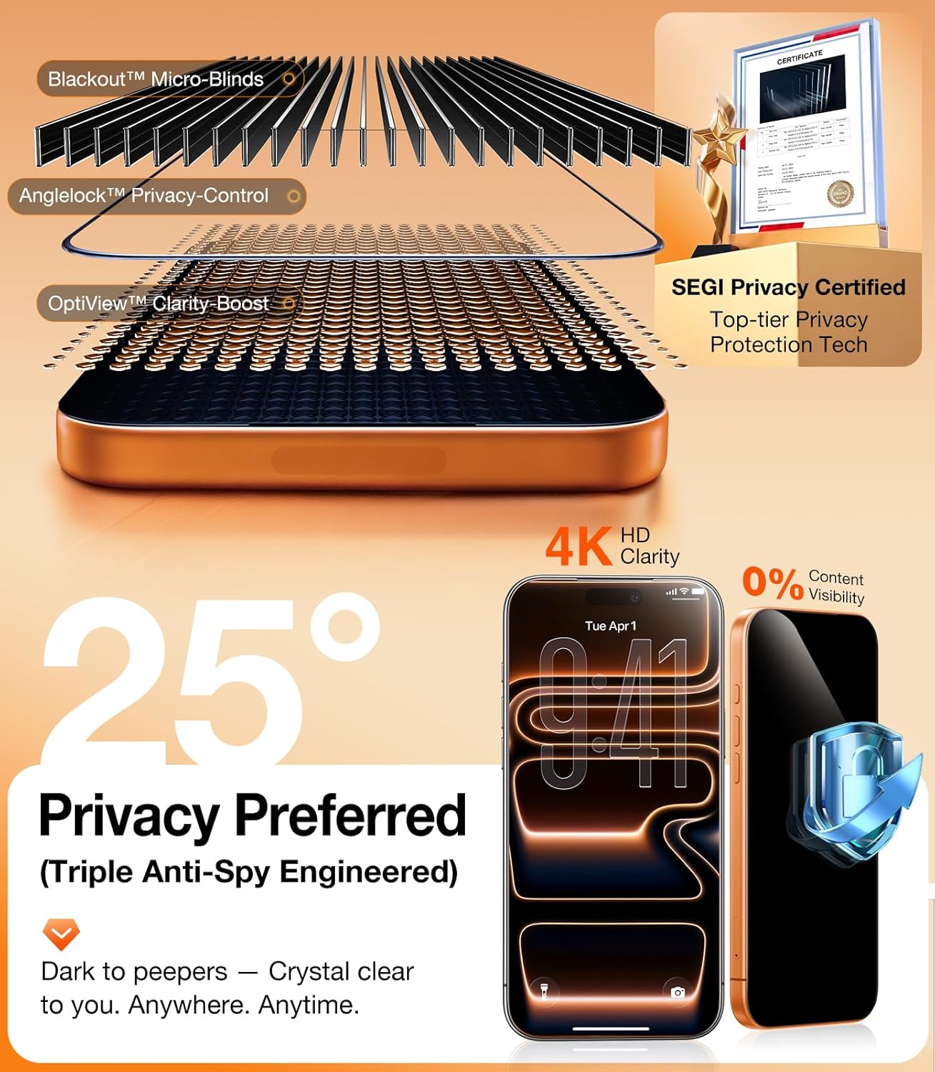 Detalle 2 de UltraGlass TOP 9H+ 6.3" Privacy Protector