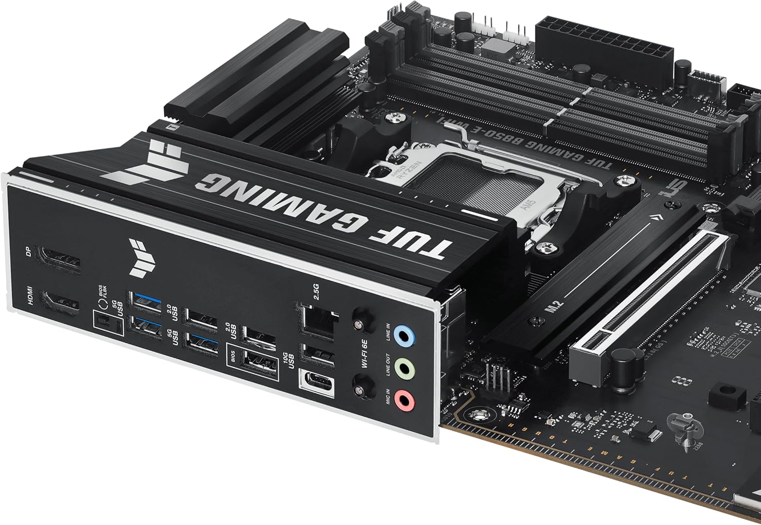 Detalle de ASUS TUF Gaming B850-E Mainboard für AMD AM5 (Sockel AM5, Ryzen 9000) mit WiFi 6E, PCIe 5.0 und M.2