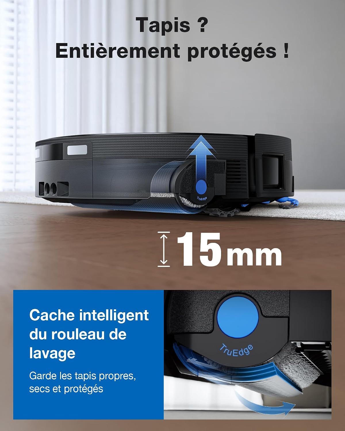 Detalle de ECOVACS DEEBOT X12 OmniCyclone : robot aspirateur avec 22 000 Pa et pré-dissolution FocusJet