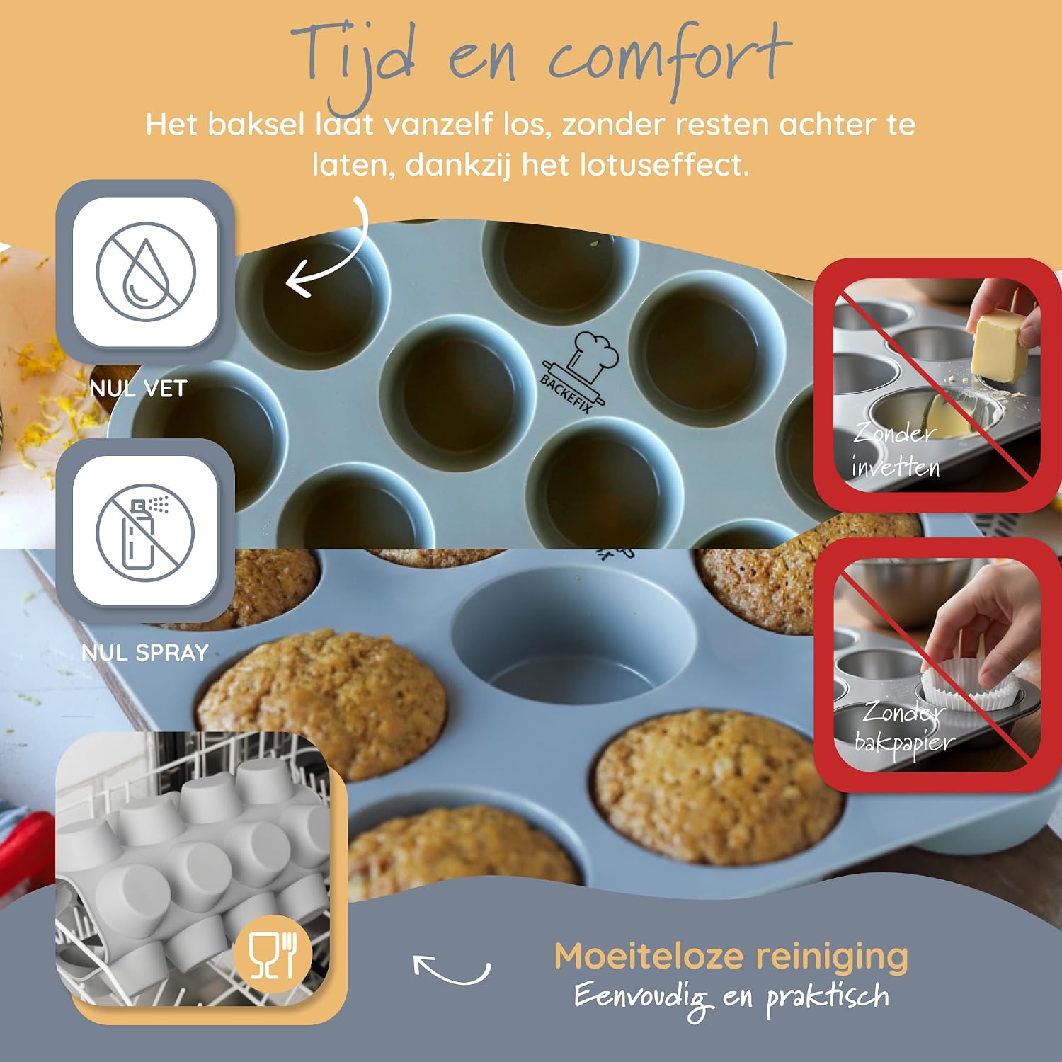 Detalle de Backefix FLEXI BF-MB-12F muffinvorm van siliconen, 12 vakken, flexibel