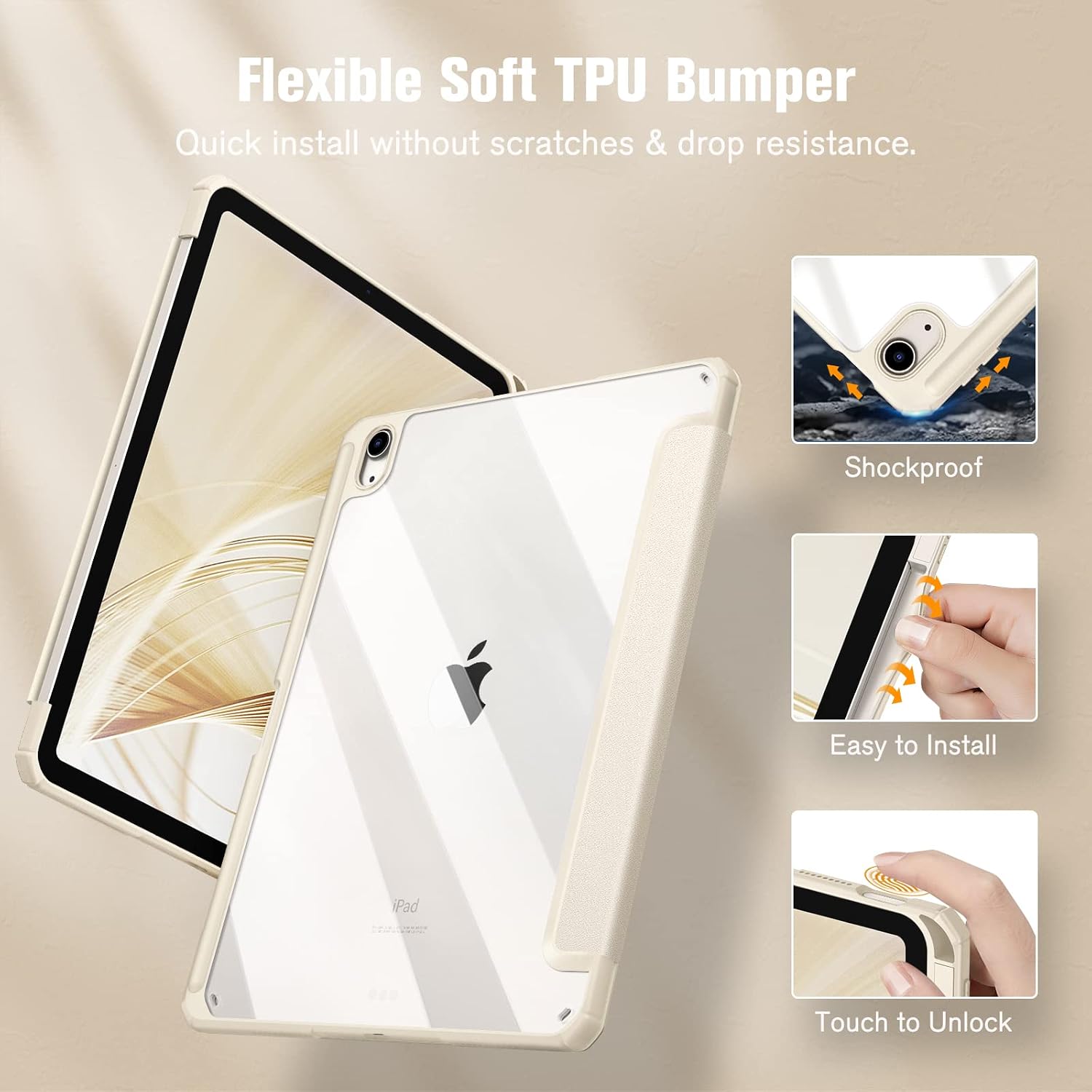 Detalle 2 de Fintie Hybrid Hülle für iPad Air 11 Zoll M4/M3/M2 (2026/2025/2024) und iPad Air 5./4. Gen (2022/2020) – transparente Rückseite, Stifthalter und Stoßschutz