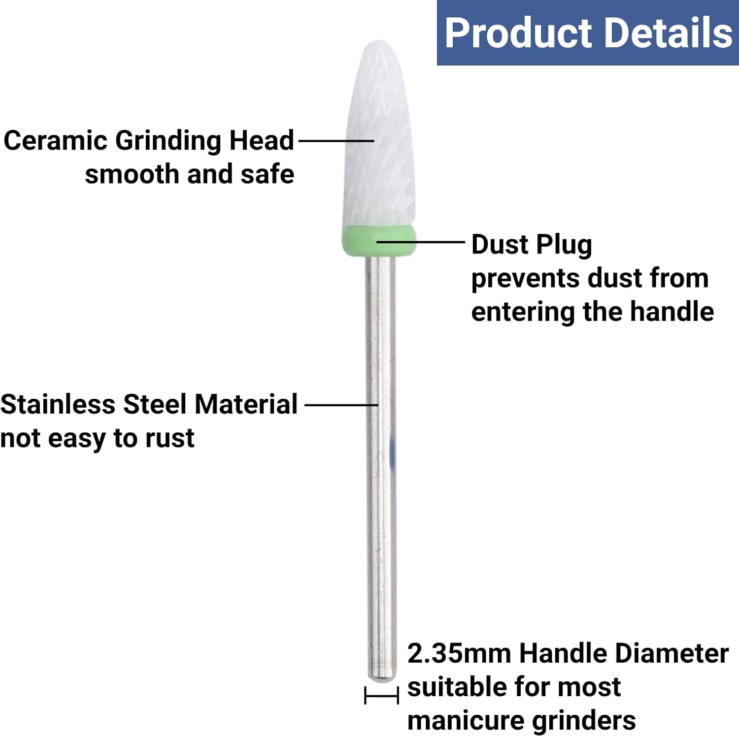 Detalle de 12 pezzi Ceramica Fresa Trapano per Rimuovere la Pelle Morta delle Unghie – Set Professionale per manicure/pedicure