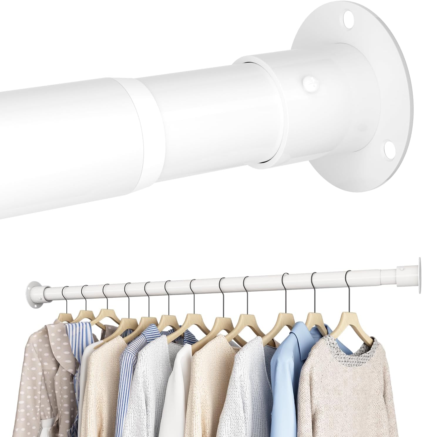 Thumbnail 6 de Wardrobe Rails and Fittings: Extendable Clothes Rail with 32mm Diameter, 68–90cm Length, Black