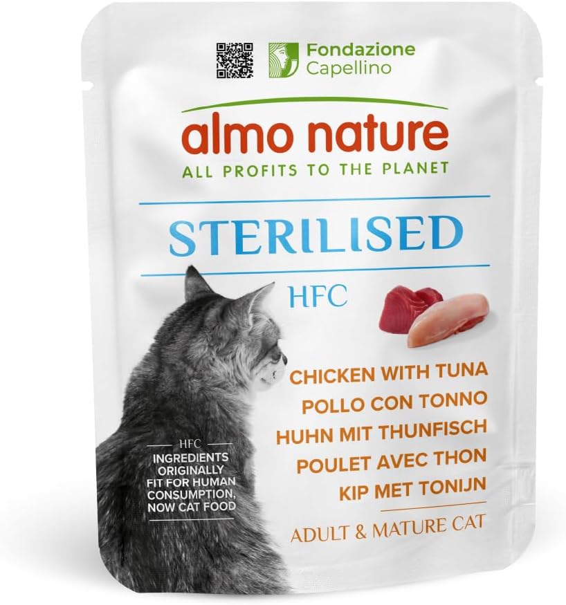 Detalle de Almo Nature HFC Functional Sterilised: umido per gatti adulti con pollo e tonno, Human Grade, senza glutine