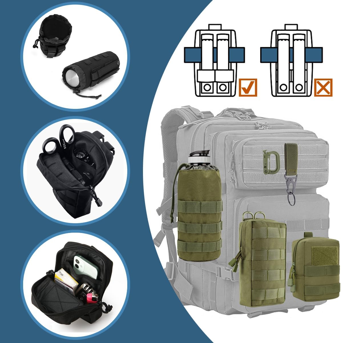 Detalle 1 de MUCHER Molle bag 3 Pack tactical EDC