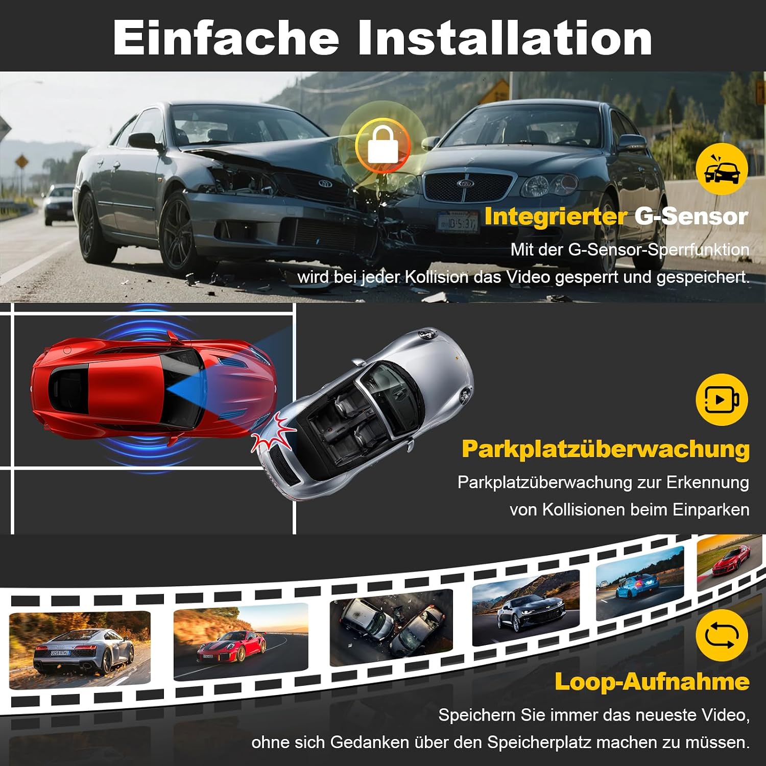 Thumbnail 4 de Dashcam 4K Dual Kamera vorn hinten