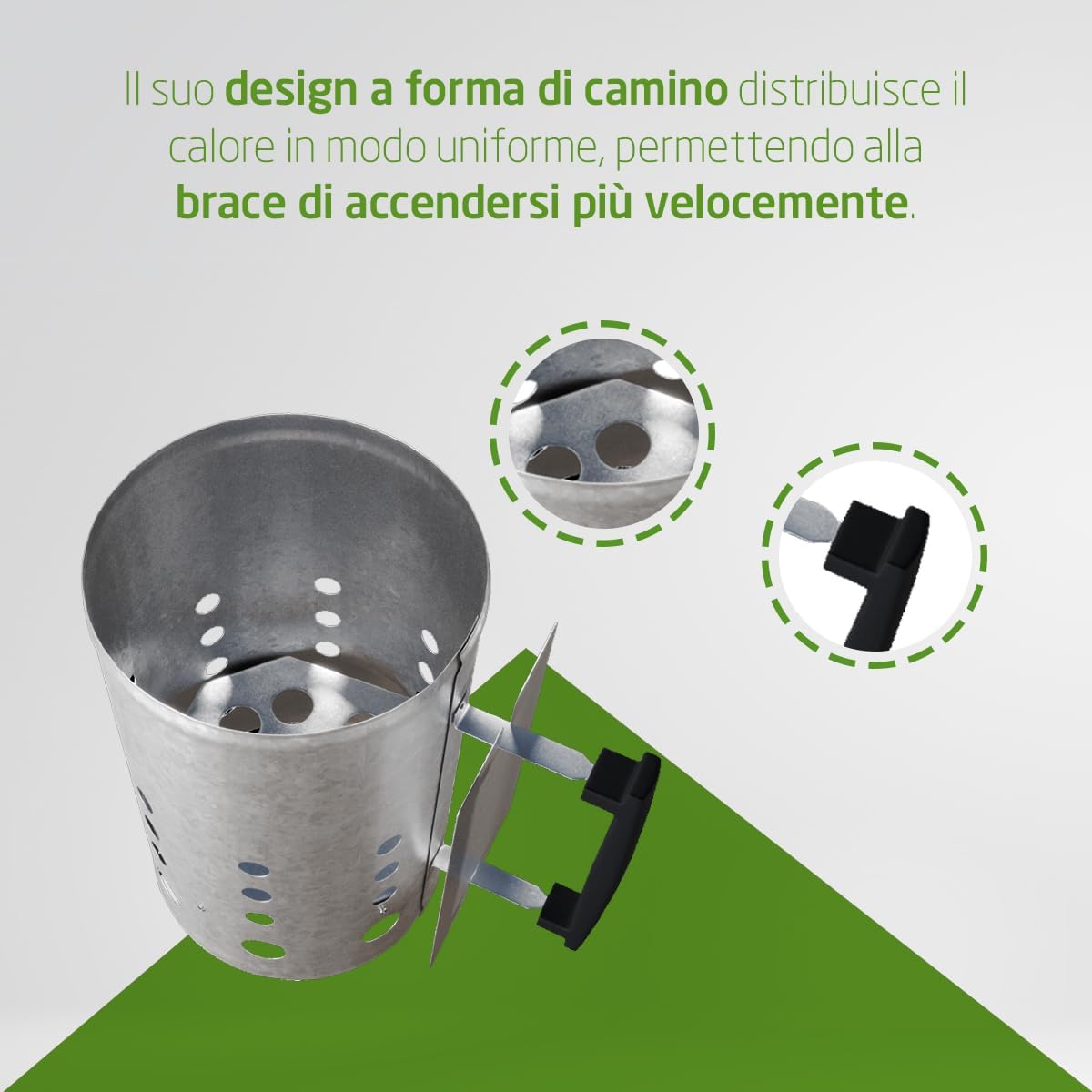 Thumbnail 3 de Amig Fireplus: Accenditore per carbone in acciaio zincato con impugnatura isolante