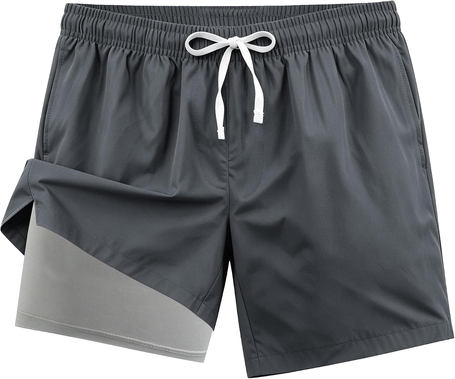 Detalle de HomDesk Men's Hawaiian Swim Trunks, 6-Inch Inseam, Quick-Dry 2-in-1