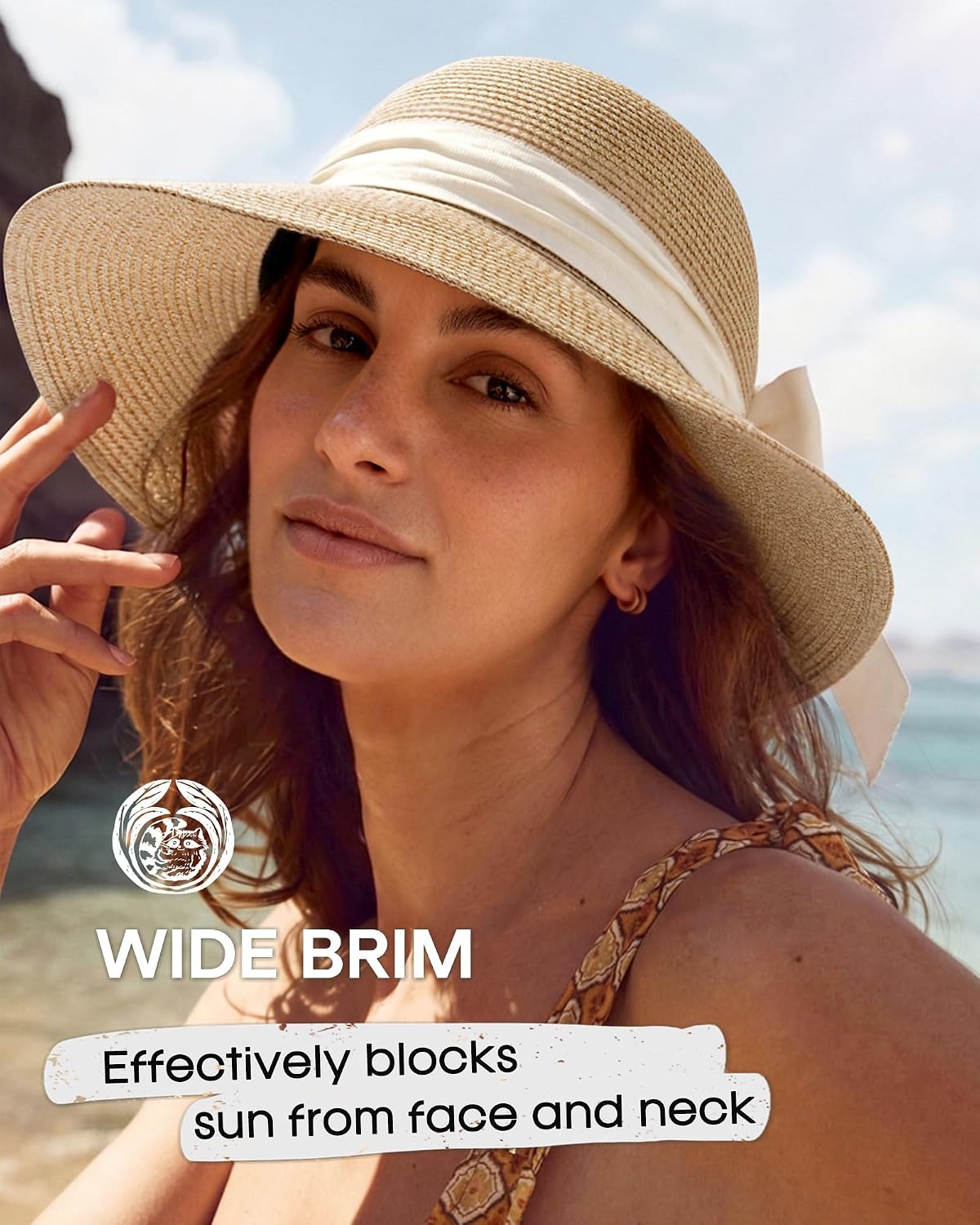 Detalle 1 de FURTALK Beach Sun Straw Hat UPF 80+