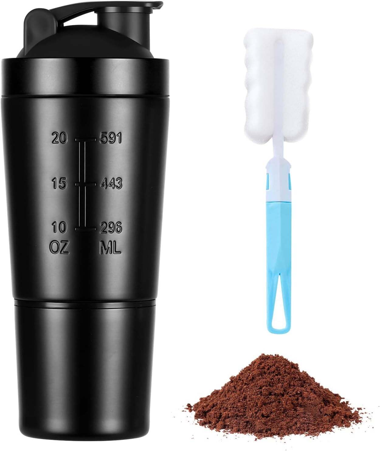 Detalle de AOGOE 4651040 proteinshaker i rostfritt stål, 700 + 200 ml med blandningsboll
