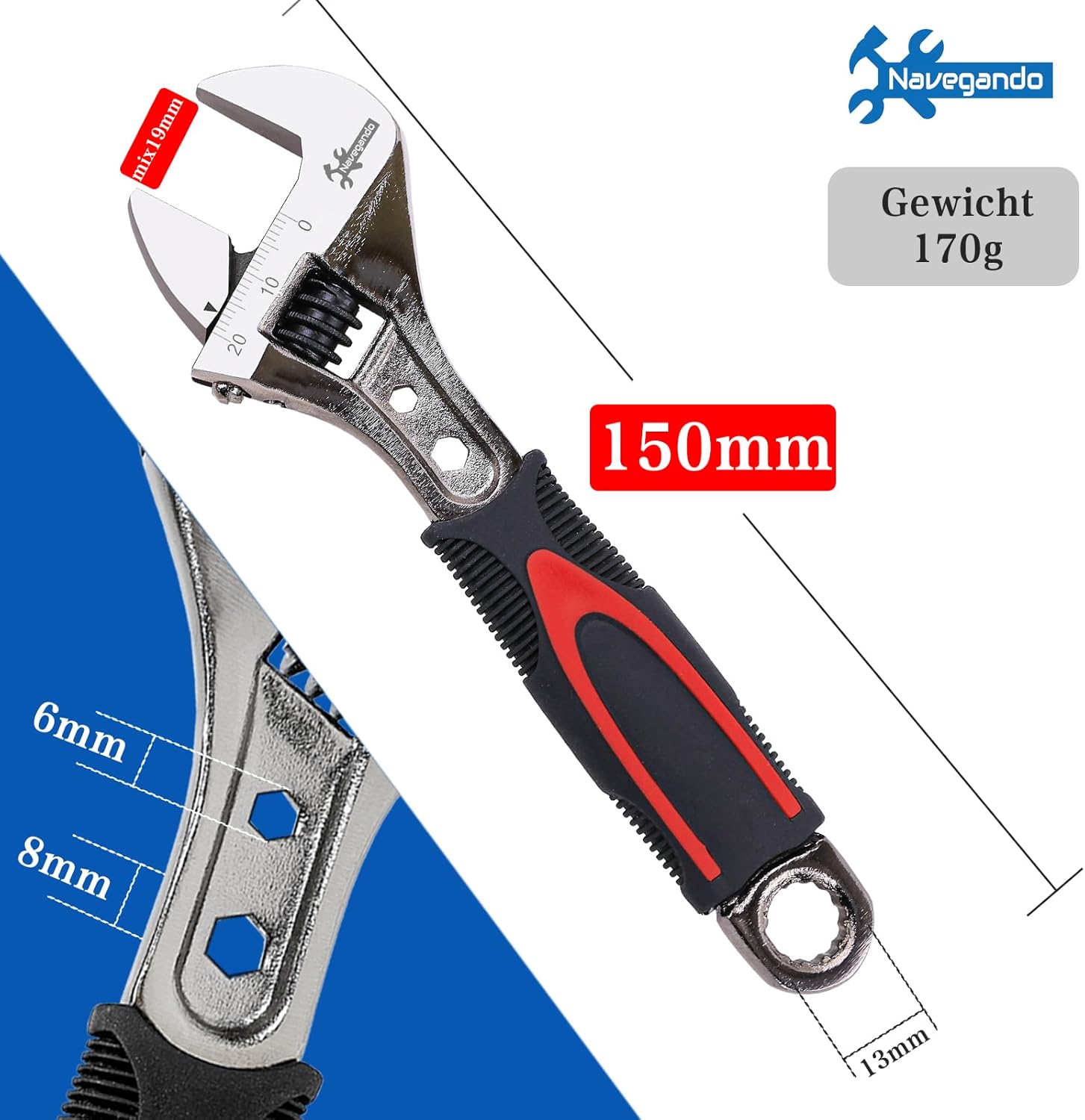 Detalle 2 de Navegando Adjustable Spanner 150mm adjustable wrench