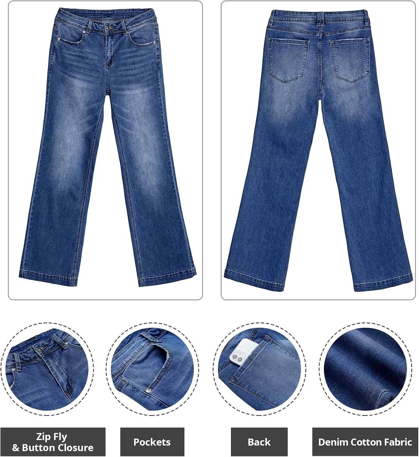 Detalle de GRAPENT Women's Flare Jeans, Stretch Denim