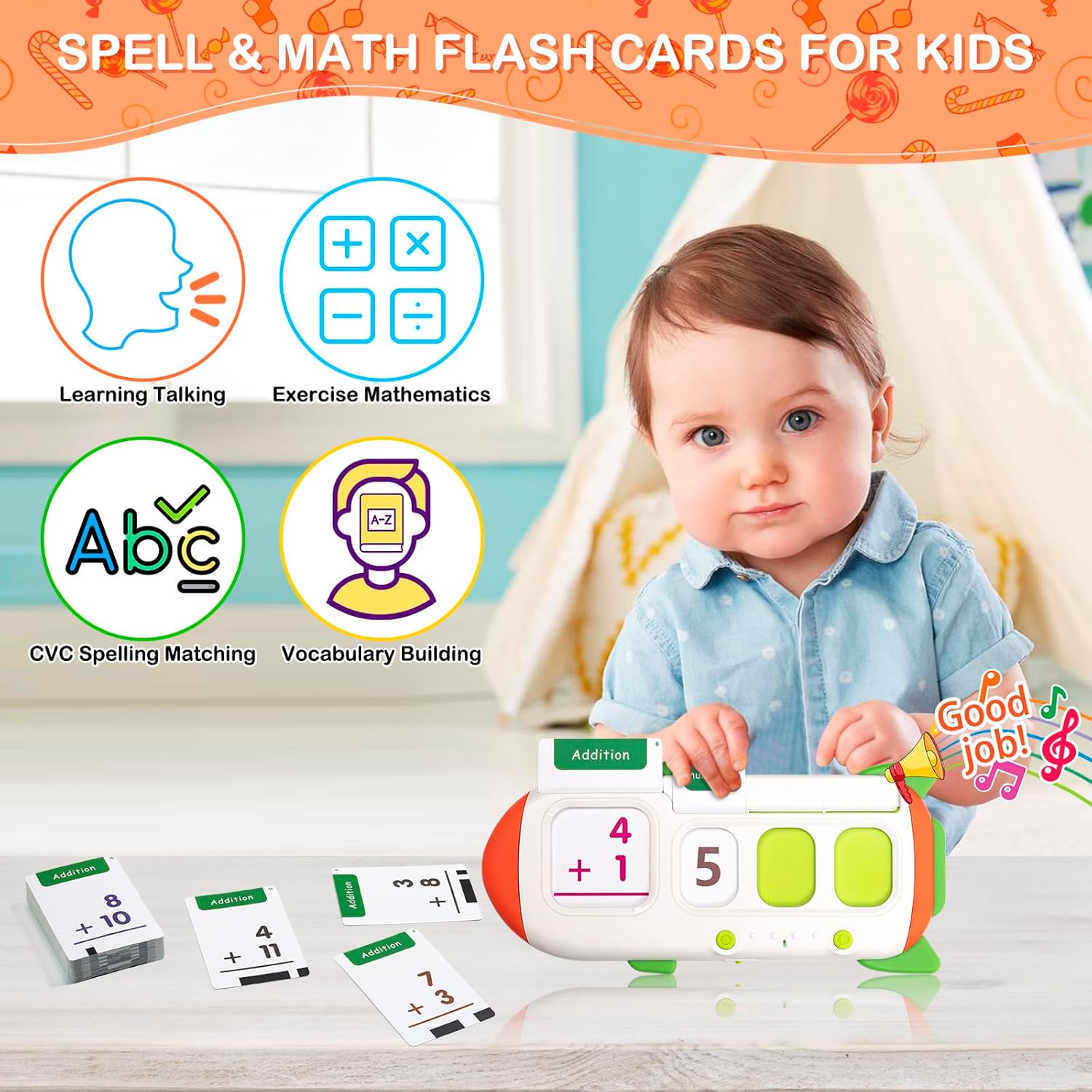 Thumbnail 1 de Talking Phonics Flash Cards Toys: CVC word spelling & maths games for ages 3–8