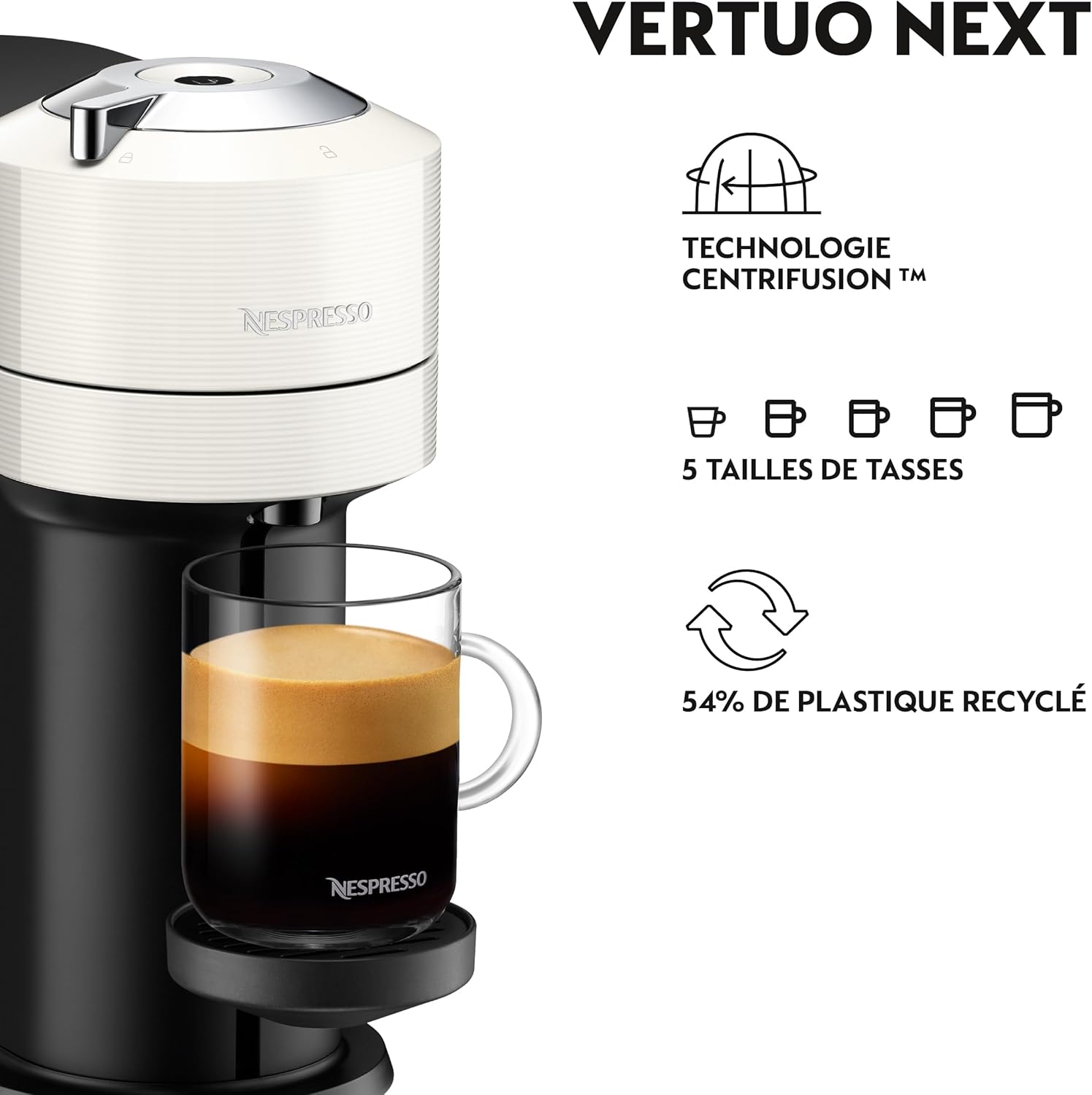 Thumbnail 1 de Nespresso De'Longhi Vertuo Next Blanc – Machine à Café Vertuo avec Centrifusion