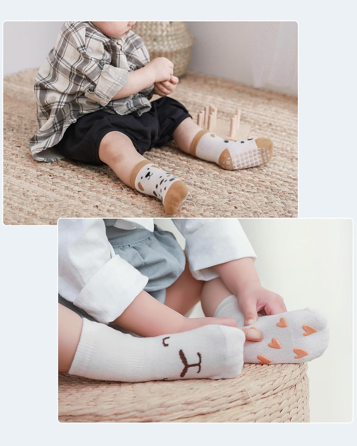 Detalle 2 de Witwot 5 Pairs Baby Socks with Grips (Non-Slip Toddler Cotton Grip Socks) for 0–4 Years