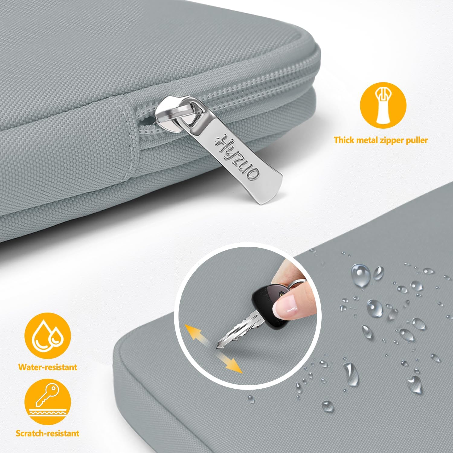 Detalle 2 de HYZUO 15–16 Zoll Laptophülle-Set mit Schutzhülle und Zubehörtasche, Stein Grau