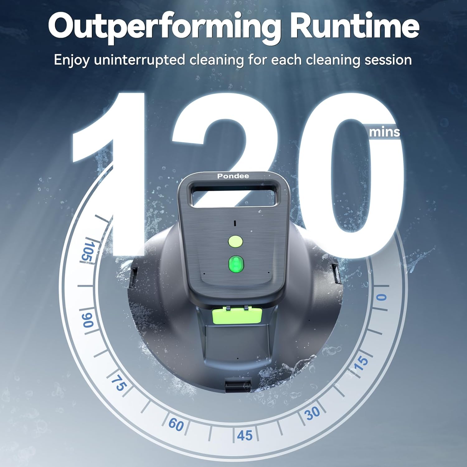 Thumbnail 2 de (Upgrade 2026) Pondee X1 Robot Piscine sans fil : jusqu’à 80 m², stationnement automatique
