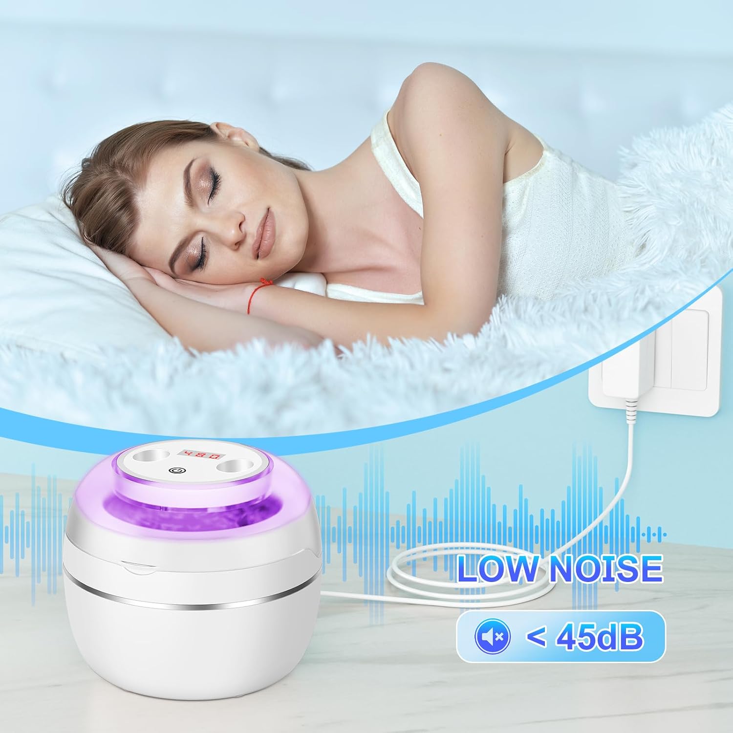 Detalle de LVYOUIF Pulitore Ultrasuoni 50000Hz con UV e 4 Modalità – pulizia profonda per protesi, gioielli e accessori, 250 ml