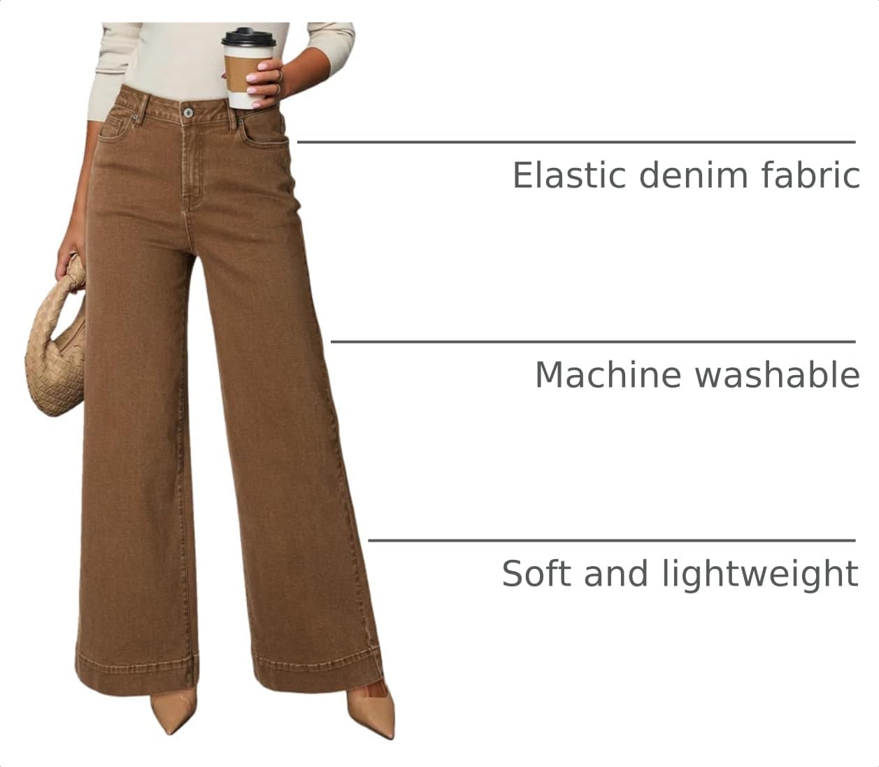 Detalle 2 de DOKOTOO Women's Casual High Waisted Jeans with Wide Leg Stretch Denim