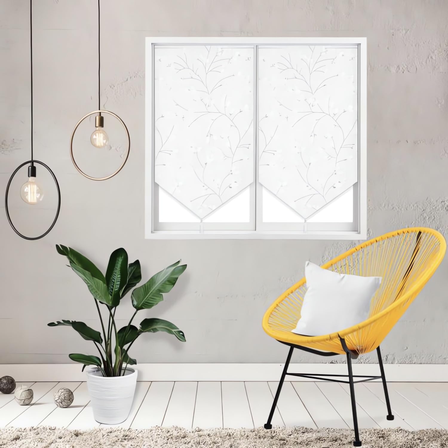 Detalle de Soleil d’ocre Osaka – paire de brise-bise en polyester blanc 45 x 90 cm