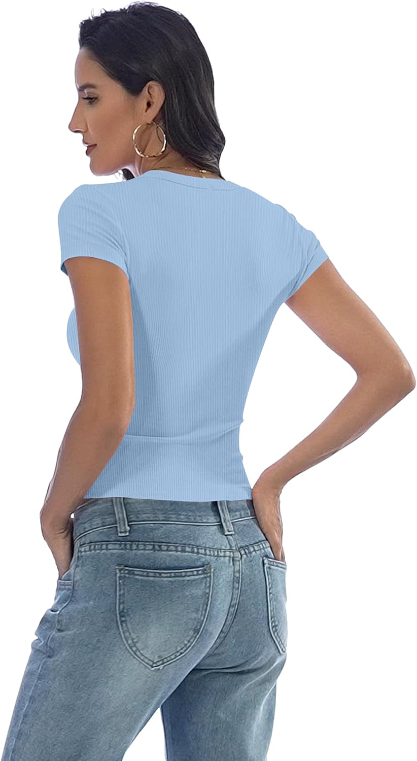 Thumbnail 3 de DUOEASE T Shirt Donna Casual Manica Corta – Crop Top Girocollo Estivo