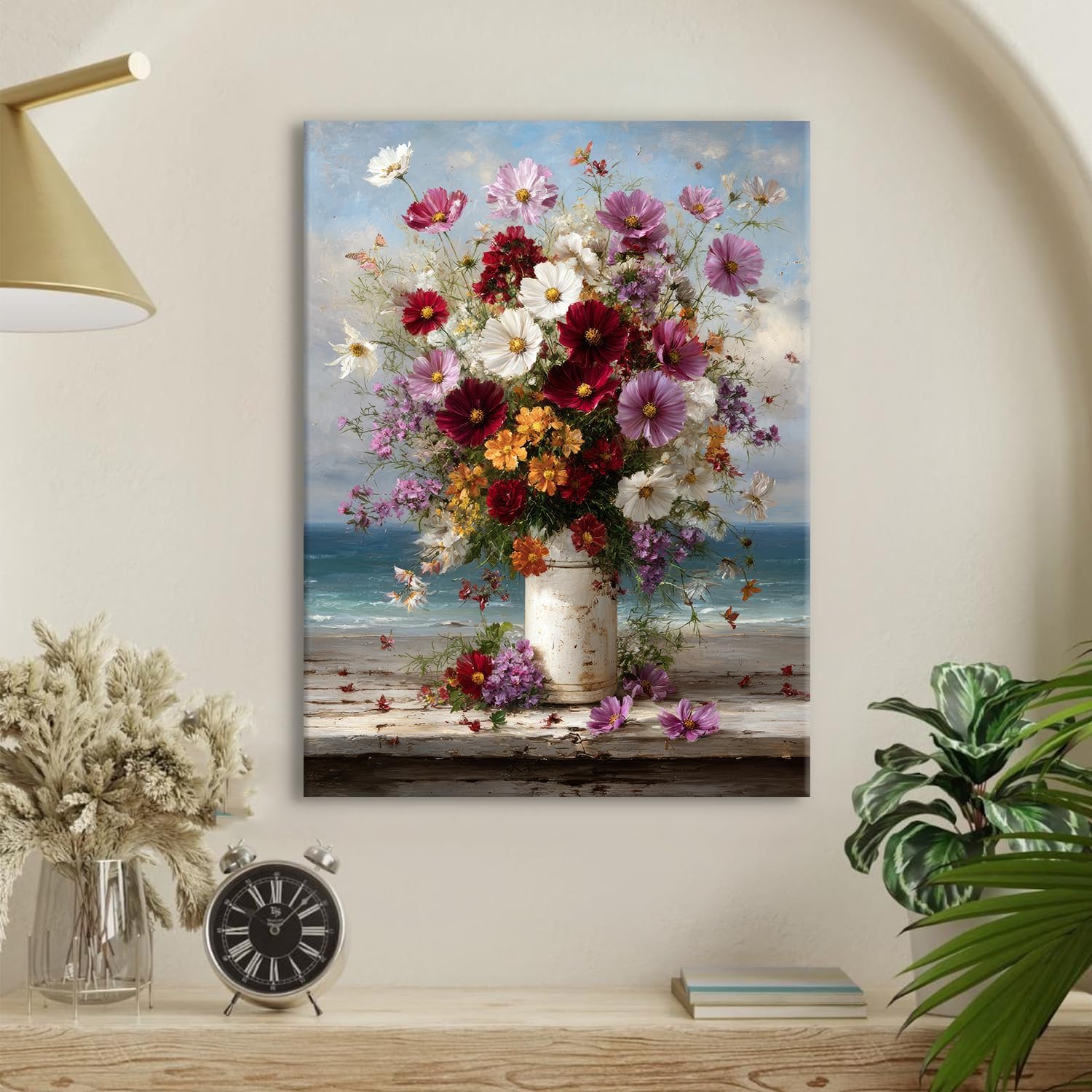 Detalle de Daisy Floral Wall Art Bouquet Seaside Canvas Print (12x16 inch, 1 panel) for bathroom and home decor