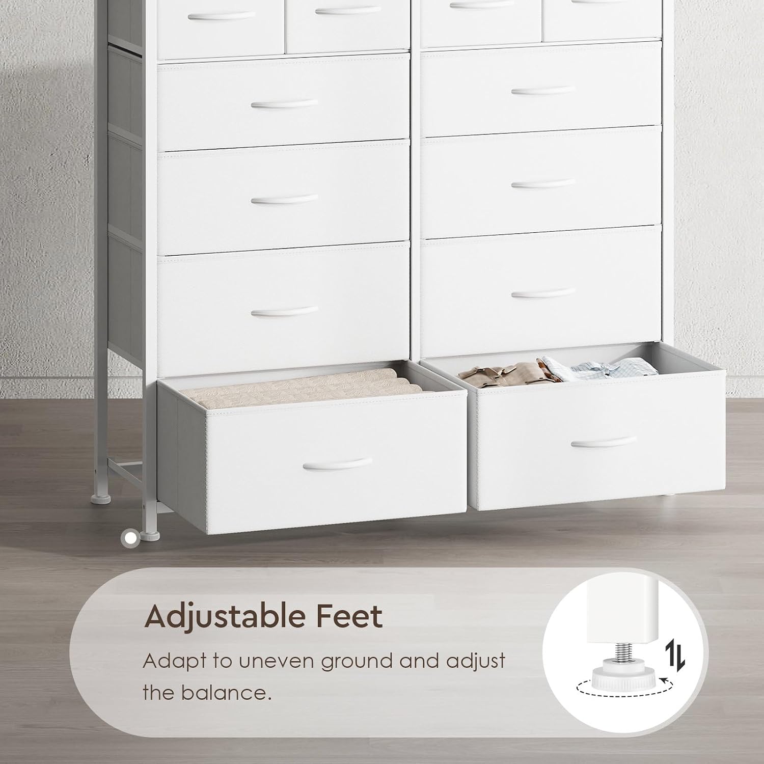 Thumbnail 6 de YeTom 12-Drawer Wide Dresser, White, with Removable Fabric Bins