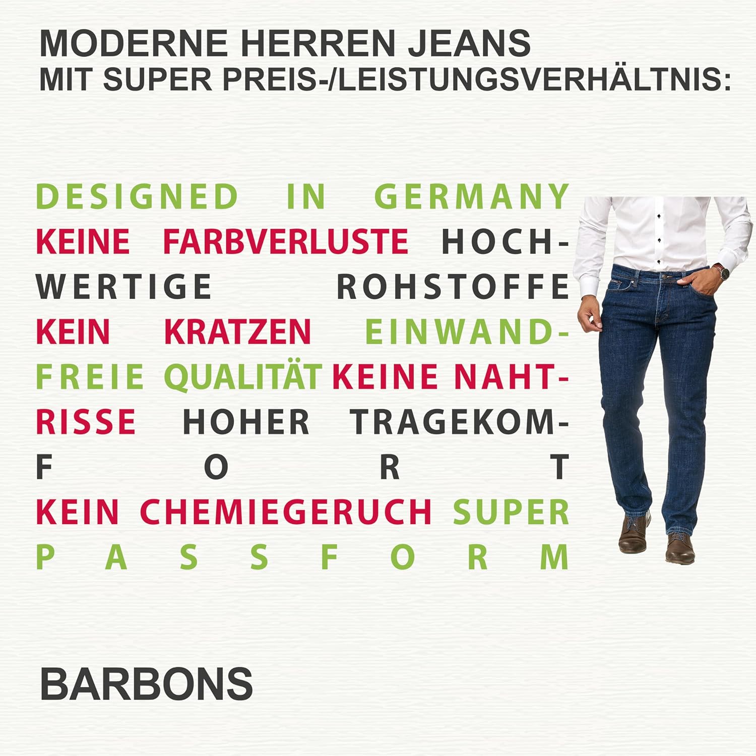 Thumbnail 5 de BARBONS Herrenjeans Regular-Fit Stretch Straight – bequeme Business- & Freizeit-Hose mit OEKO-TEX