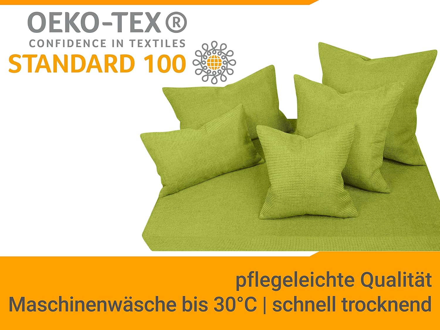 Detalle 2 de Lot de 2 Housses de Coussin 40x40 cm Vert Clair – Tissage texturé et style raffiné