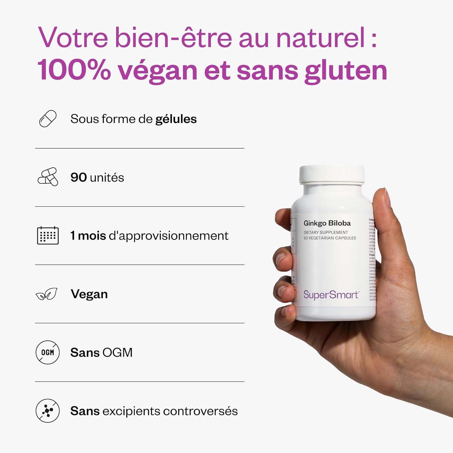 Thumbnail 4 de Ginkgo Biloba Standardisé 24% Ginkgoflavonglycosides et 6% Terpènes Lactones — Supersmart