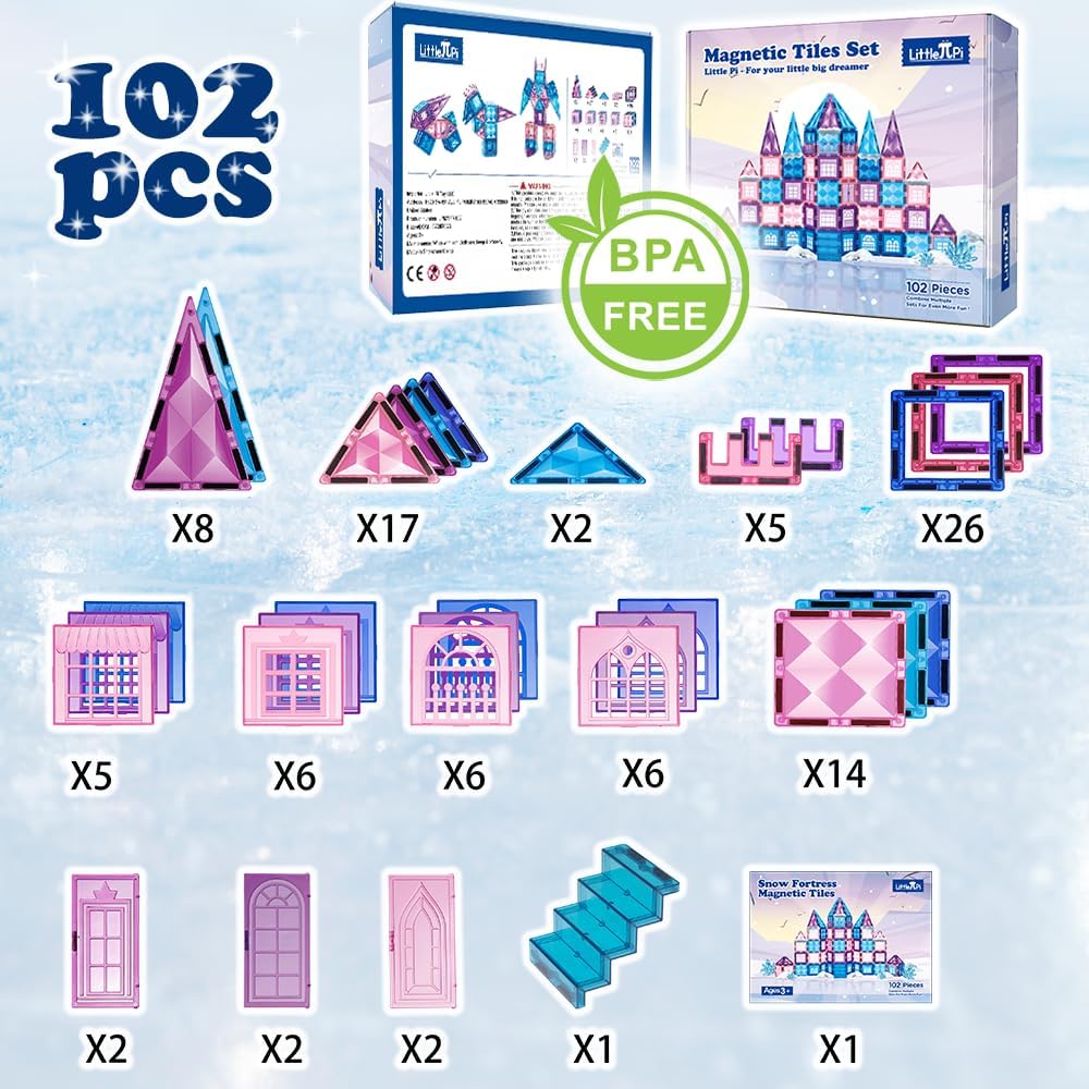 Thumbnail 5 de Little Pi 102pcs Magnetic Tiles Castle 🧩